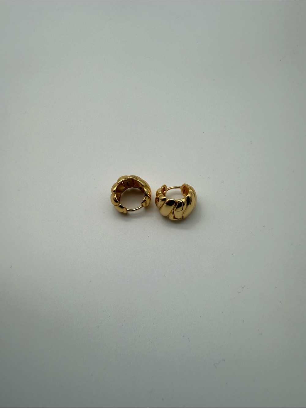 18K Gold Plated Chunky Croissant Huggie Hoop Earrings